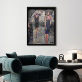 Art Walk - Hand-Made Dimensional Art Collage, Under Glass, Encased on a Black Shadowbox Frame